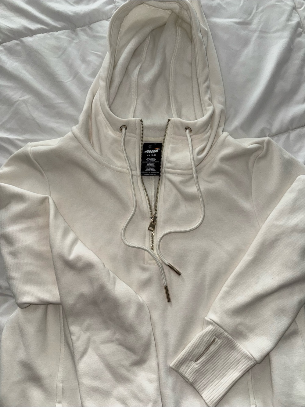 Avia Off-White Half-Zip Hoodie with Drawstring & Gold details